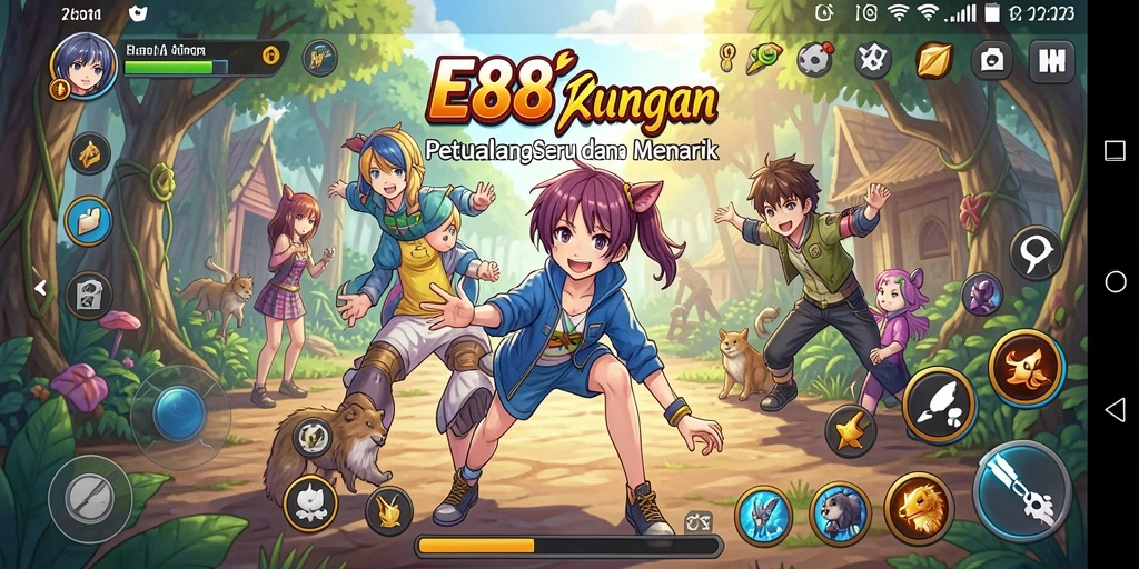 Tangkapan layar menampilkan aksi menarik dalam E88 di dunia anime.