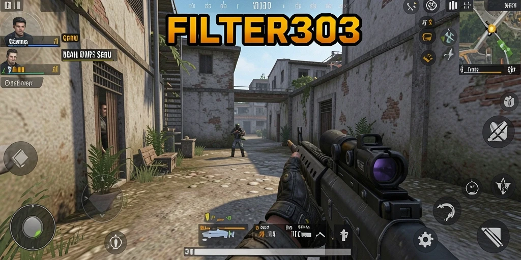 Tampilan gameplay seru dari FILTER303 dengan aksi tembak-menembak yang mendebarkan.