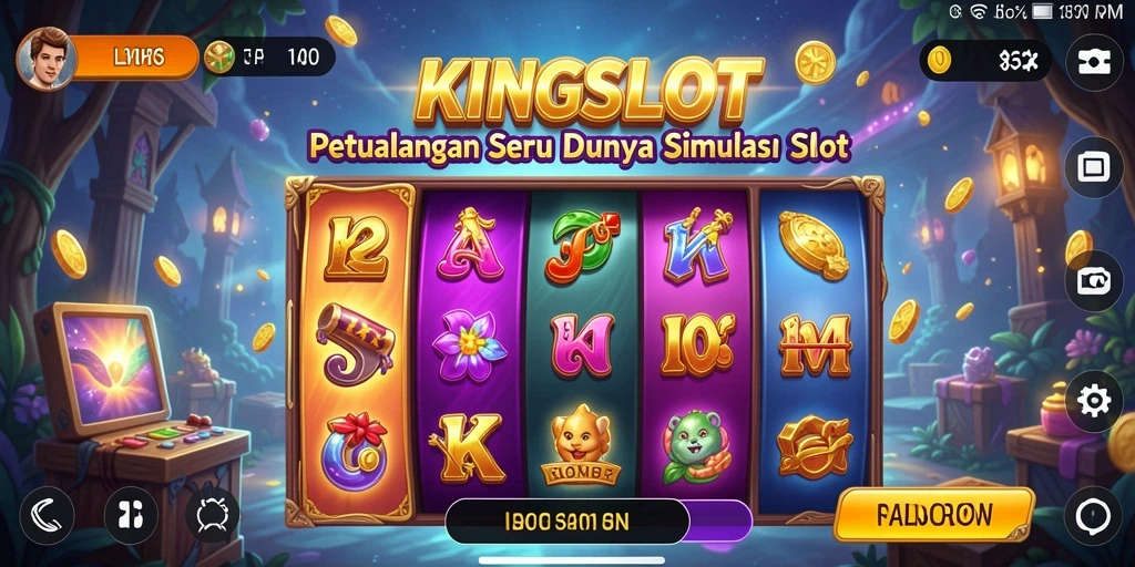 Gameplay KINGSLOT yang menarik dan penuh warna dalam dunia simulasi slot.