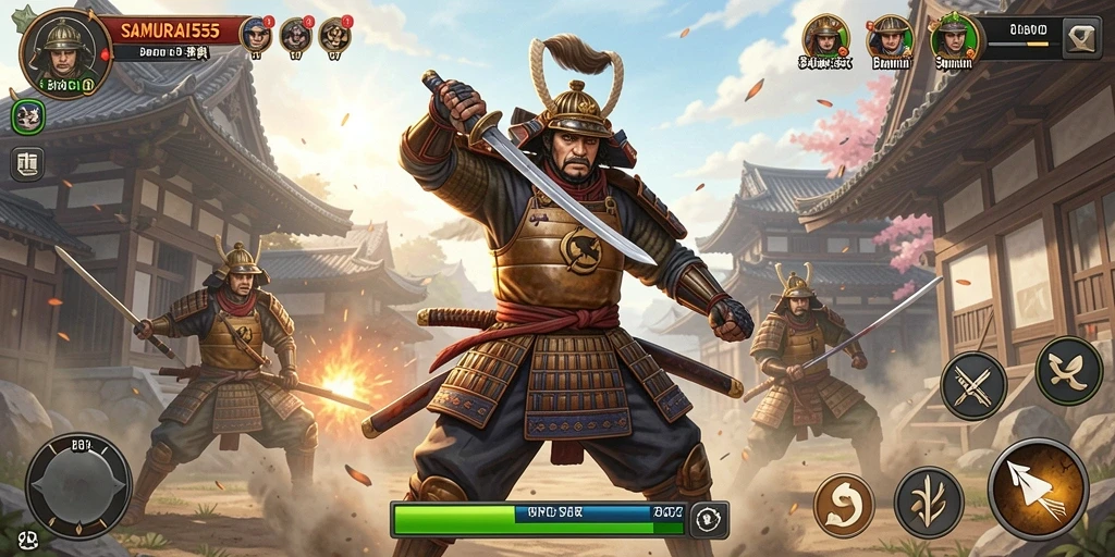 Gameplay seru SAMURAI555 dengan balapan mendebarkan.