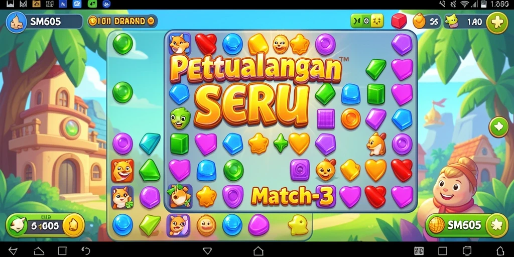 Screenshot dari gameplay seru SM605 dengan mekanisme Match-3.