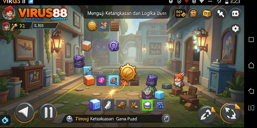 Tampilan gameplay menarik dari VIRUS88 dengan tantangan Puzzle.