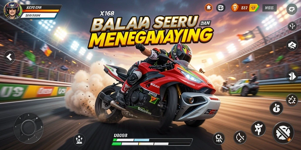 Tampilan gameplay seru dan menantang dalam X168 yang penuh kecepatan.